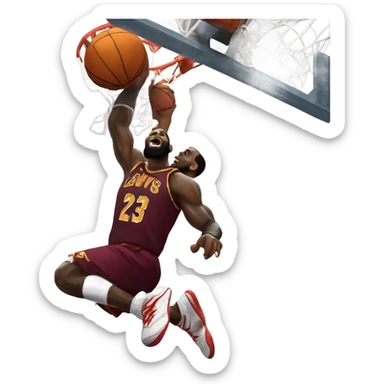 LeBron James dunking on a basketball hoop sticker