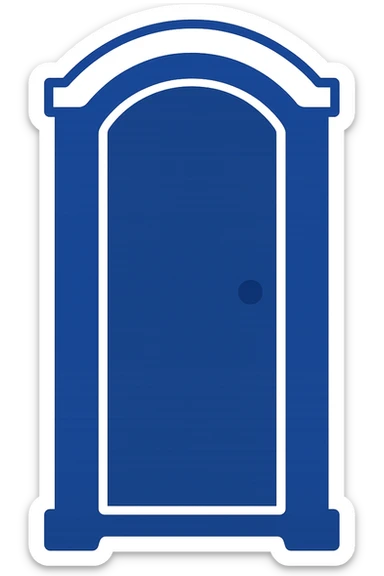minimal flat design portable toilet (portaloo), blue and white, clean lines, no background sticker