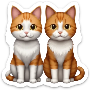 3 different coloured tiny short haired cats, including a dark grey and white cat, a ginger and white and a brown tabby and white sticker