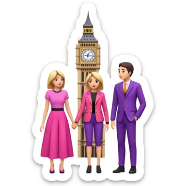 London Big ben and couple is seeing toward big ben and keep couple dress colourful pink,purple,orange,black and some lights sticker