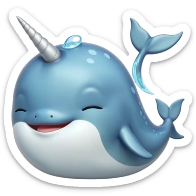 Meme-Worthy cute Sleeping Narwhal Portrait Emoji, Head resting peacefully with a contented smile, showcasing a luxuriously smooth form with a gentle tusk accent, eyes closed in a serene slumber, Simplified yet hilariously adorable features, highly detailed, glowing with a soft, drowsy glow, high shine, relaxed and utterly lovable, stylized with an air of playful laziness, bright and heartwarming, soft glowing outline, capturing the essence of a comically sleepy sea unicorn that feels destined to become the next viral sensation of adorable rest! sticker