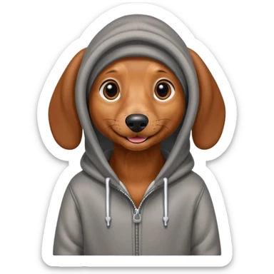 Daschund wearing a hoodie  sticker