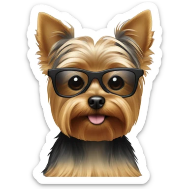 Yorkie wearing sun glasses sticker