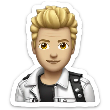 Punk rocker man with white leather jacket sticker