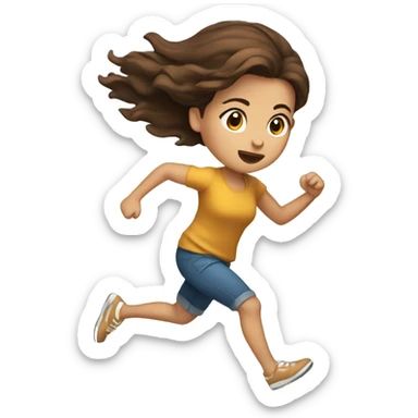 girl with brown hair running in a hurry sticker