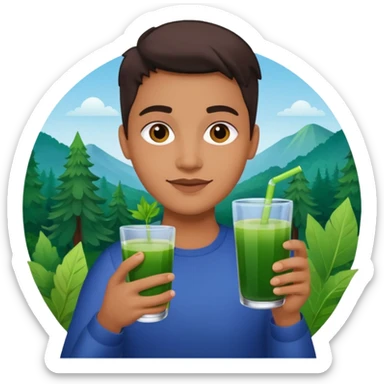 juice,forest fruits, person, green juice sticker