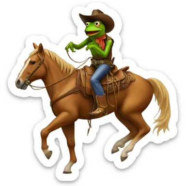 Cowboy frog riding a horse sticker