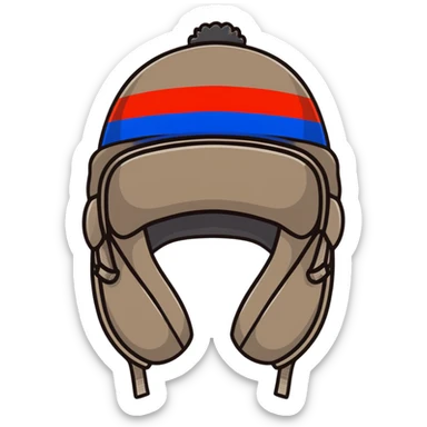 Russian ushanka hat with flag of Russia, warm winter hat with ear flaps sticker