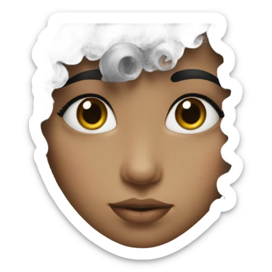 girl with long eyelashes and white skin and curly black hair with one spot under the right of her lips  sticker