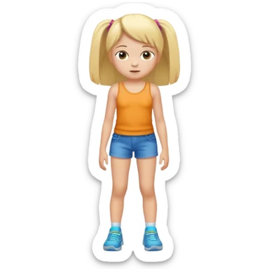 Child 8 year old girl standing  no shorts no shirt sticker