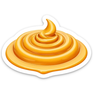 small swirl or dollop of rich yellow-orange sauce with creamy velvety texture, warm golden tones, glossy surface with subtle ridges and soft peaks, suggesting depth and spice, soft lighting, subtle shadows, emoji scale sticker