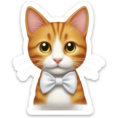 innocent eyed ginger tabby cat with a white bow  sticker