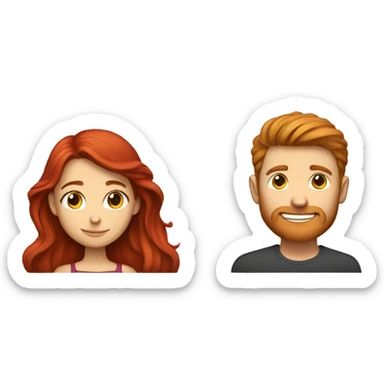 Brown haired girl hugging red head guy sticker