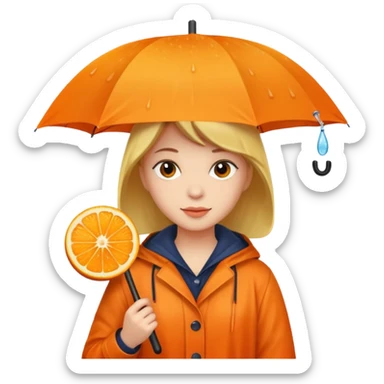 Rainy autumn just a orange umberella sticker