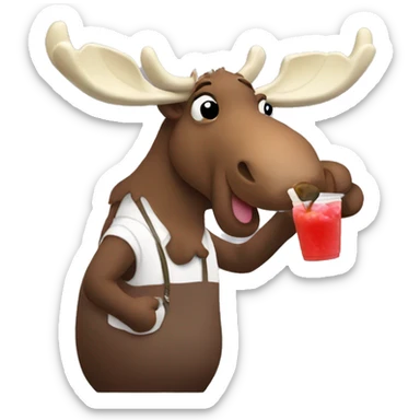 Moose drinking boba sticker