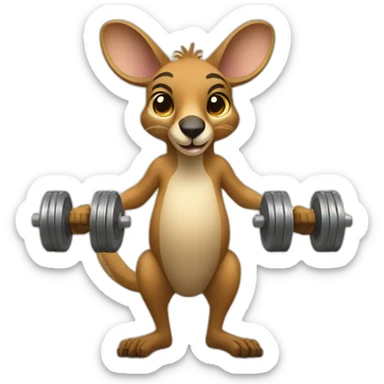 kangaroo lifting dumbels sticker
