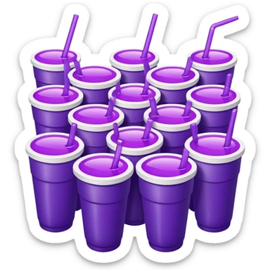 stacked together styro cups with purple juice inside visible from the top only sticker