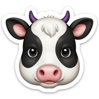 simple cute cow face, eyes of dot sticker