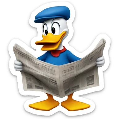 Donald duck with newspaper sticker