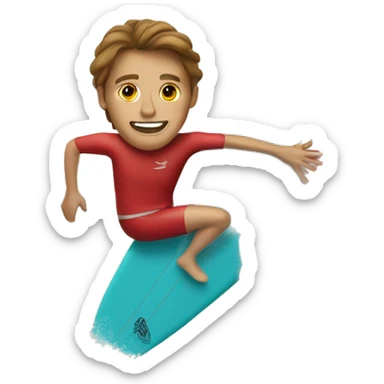 surfer on a red surfboard, the surfer has brown hair sticker