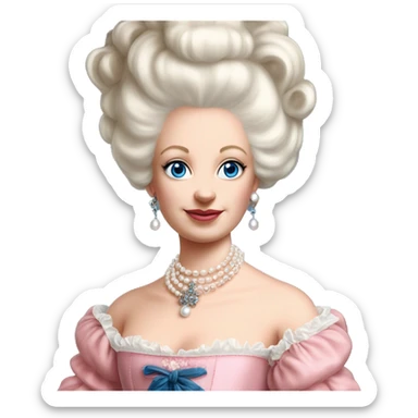 Marie antoinette, blue eyes, white pearl choker, entiely pink dress sticker