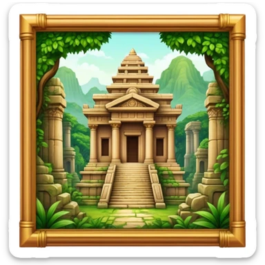 Cinematic Realistic Ayutthaya Ruins Landmark Emoji, depicted with ancient temple ruins amid lush greenery rendered with dramatic textures and nostalgic, warm lighting. sticker