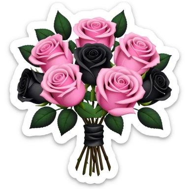  bouquet with black and pink rose sticker