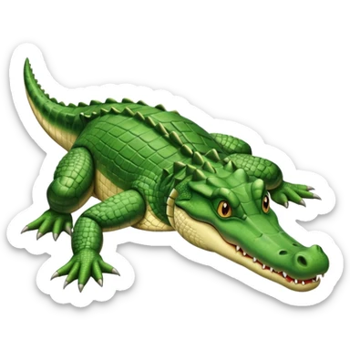Crocodile  laying down with tail over its back with its mouth alittle open looking to the right sticker