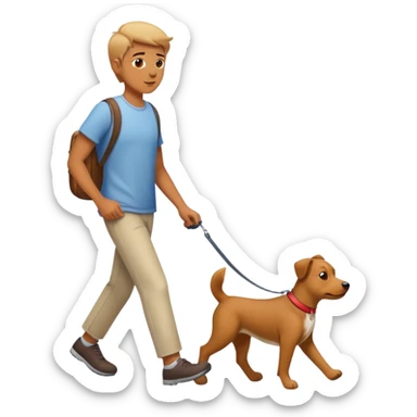 Person walking a dog sticker