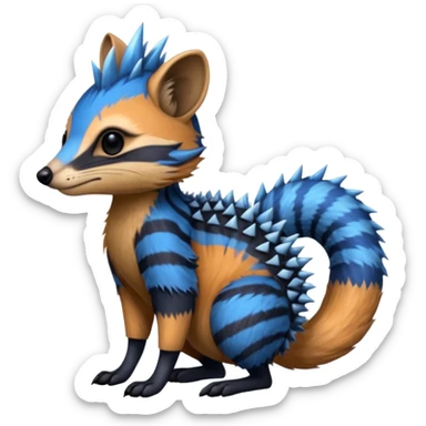Fiery Blue-Flamed Handsome Wicked Cool Hot Edgy Numbat-Trico-Civet-Vernid-fusion-hybrid-creature sticker