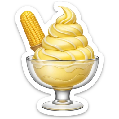 Dish of corn flavored ice cream sticker