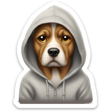 Sad dog in a hoodie sticker