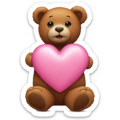 Pink heart with teddy bear on side sticker