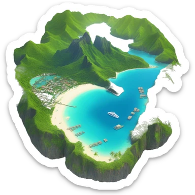The island of Bora Bora located in French Polynesia in emoji style with the view of the whole archipelago make it as realistic and accurate as possible sticker