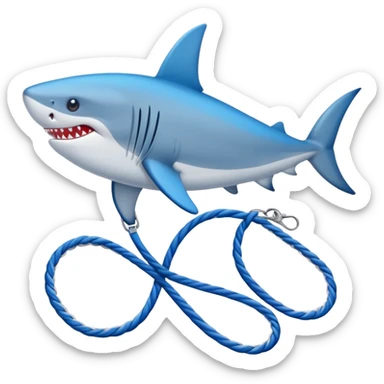 Un tiburón de pie con unos tenis azules sticker