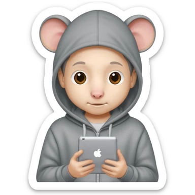 Rat kid with an ipad sticker