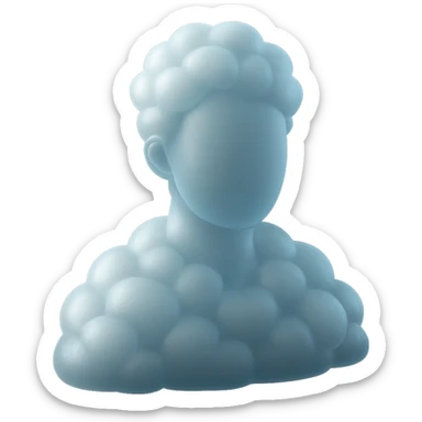 person made entirely of bright, convex clouds, shoulder-up, looking straight sticker