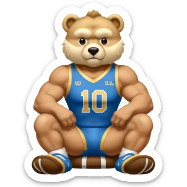 Can you create a emoji of threw Nebraska Cornhusker mascot sitting on top of the UCLA Bruin mascot sticker