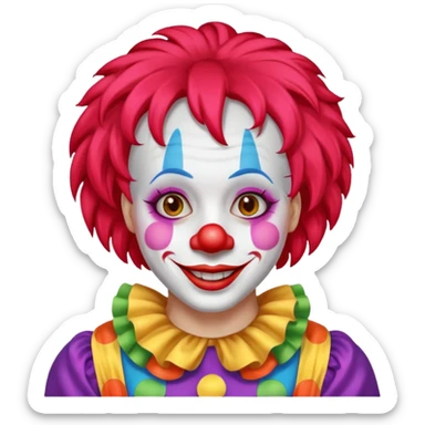 Clown – Bright makeup, red nose, colorful wig, exaggerated smile, full body sticker