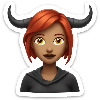 A woman with redhair and demon horns sticker