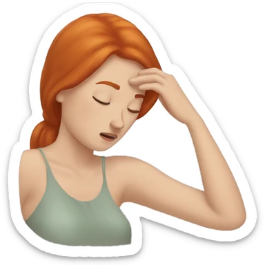 Women redhead, face, exhausted, hand on head sticker