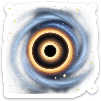 A black hole swirling with mysterious darkness, surrounded by stars and galaxies sticker