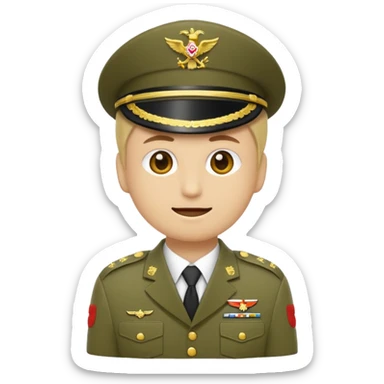 Eine salutierenden Emoji (Hautfarbe: weiß) in Armee Klamotten sticker