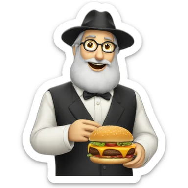 rabbi loubavitch eating a burger sticker