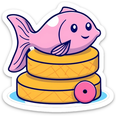 A sleek, modern Apple-inspired design with fish cake with pink swirl, rice cracker, and dango arranged in a clean, minimalist style with subtle Apple company aesthetic sticker