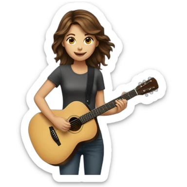 Girl with brown hair playing guitar sticker