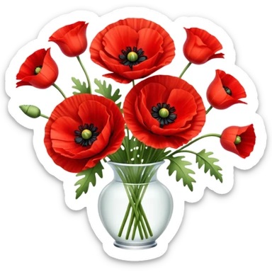 red poppies bouquet sticker