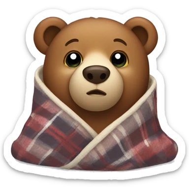 bear cozy in blanket sticker
