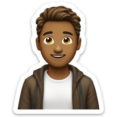Emoji de chico joven con pelo marrón con tupé sticker