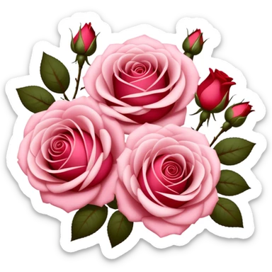 Satin Pink and Rustic Red roses intertwine, their petals blending soft elegance with deep romance. A gentle glow enhances their delicate textures, creating a timeless and dreamy scene. sticker